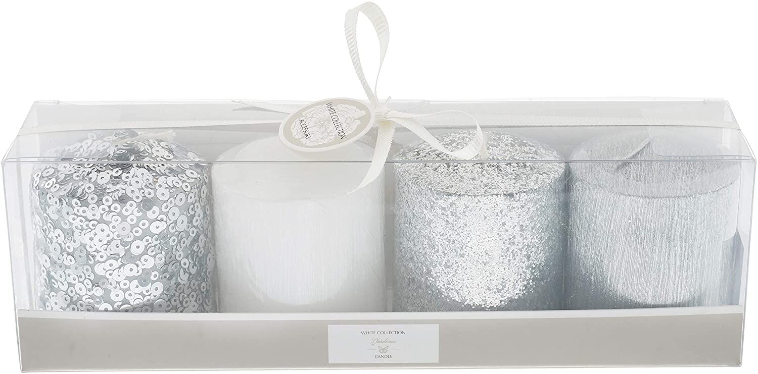 4lü Gümüş Mum Hediye Seti