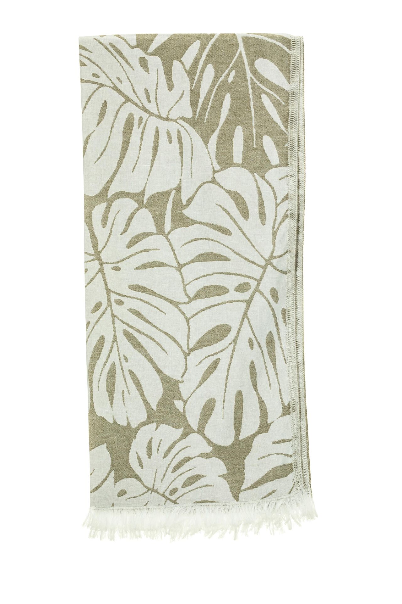 Yeşil Palmiye Yaprak Jakarlı Pamuk Peştemal