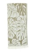 Yeşil Palmiye Yaprak Jakarlı Pamuk Peştemal