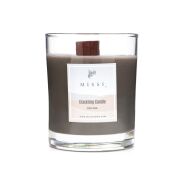 Ahşap Fitilli Patchouli Kokulu Gri Craklıng Vegan Mum (Çıtırtılı)