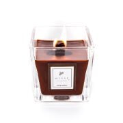 Kare Cam Ahşap Fitilli Dark Amber Kokulu Vegan Mum (8x8 cm)