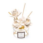150 ml Seramik Gül Taşlı Bambu Çubuklu White Jasmine Oda Kokusu