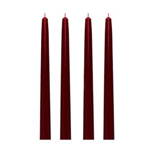 4'lü Bordo Konik Şamdan Mum Seti