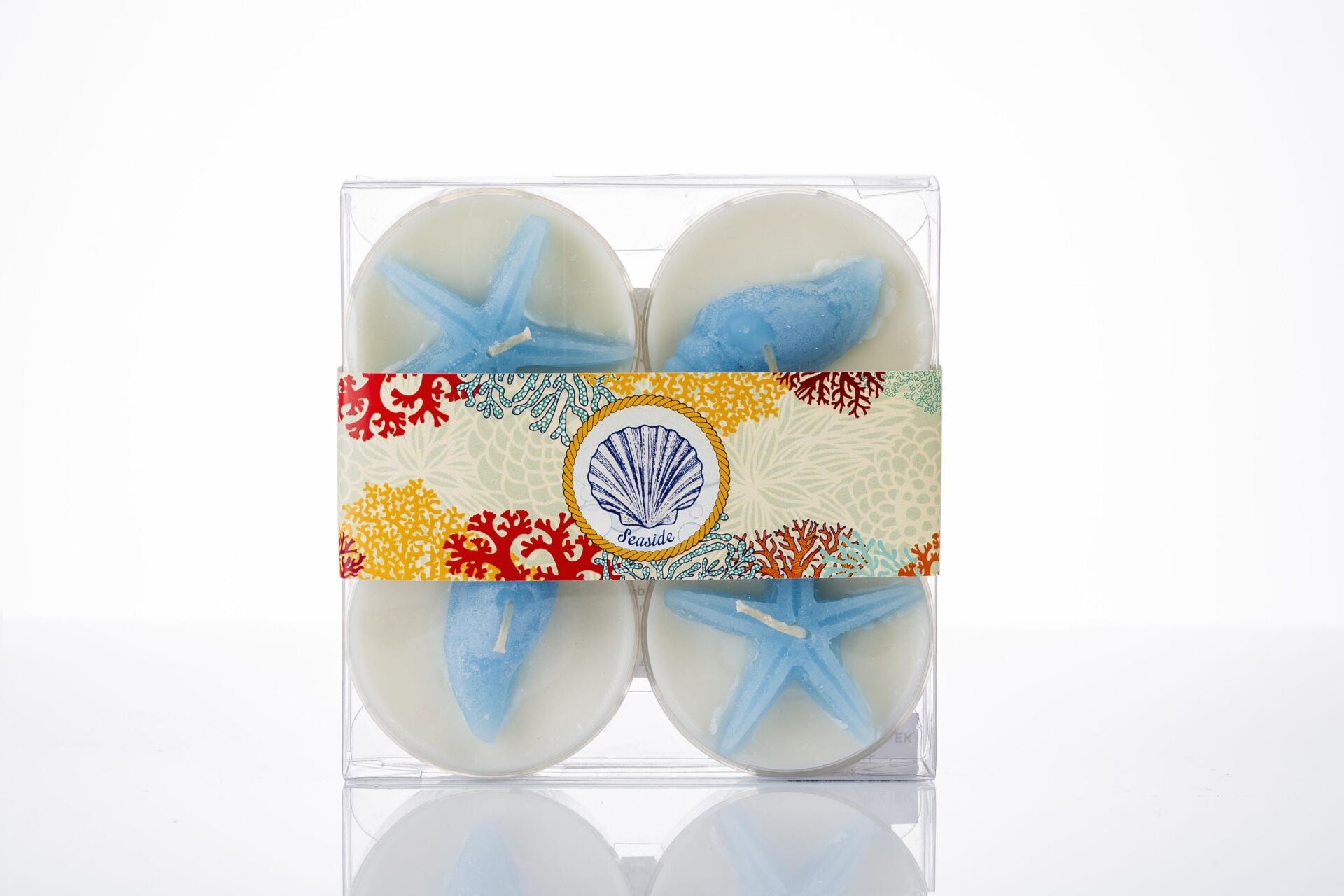 MİSSİ MARİN MAVİ DEKORLU OCEAN KOKULU 4LÜ MUM SETİ