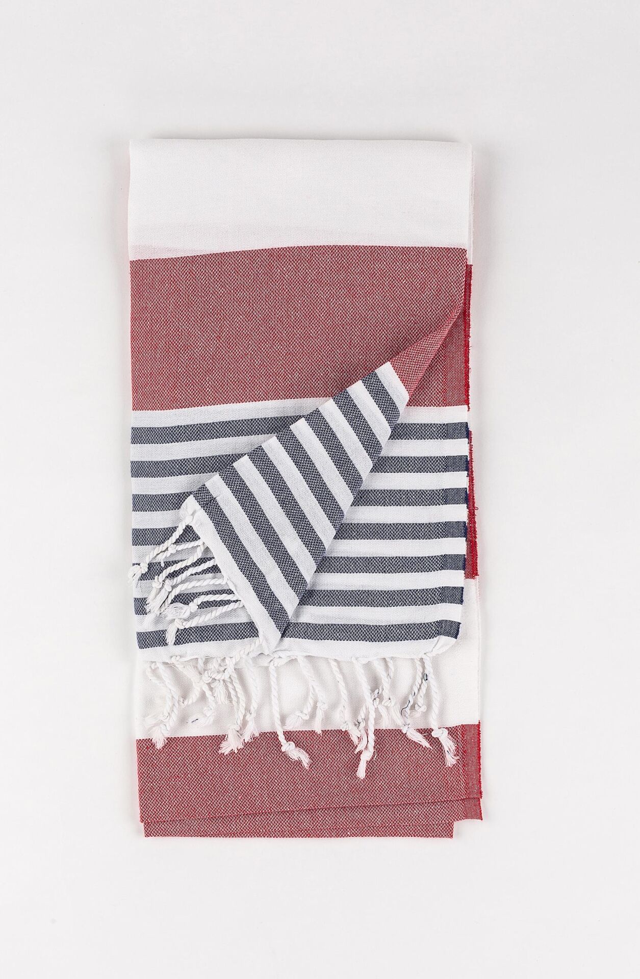 Bordo-Gri Çizgili Pamuk Peştemal