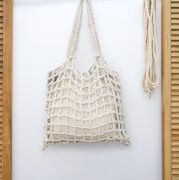 Ekru Astarlı Özel El Örgüsü Plaj/Alışveriş Çantası