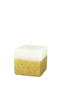 Gold Taramalı Kare Mum (7X7X7 cm)