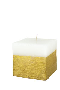 Gold Taramalı Kare Mum (9X9X9 cm)