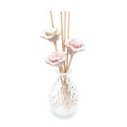 250 ml Kabartmalı Cam Şişe Çiçek Taş Bambu çubuklu Hanımeli Oda Kokusu