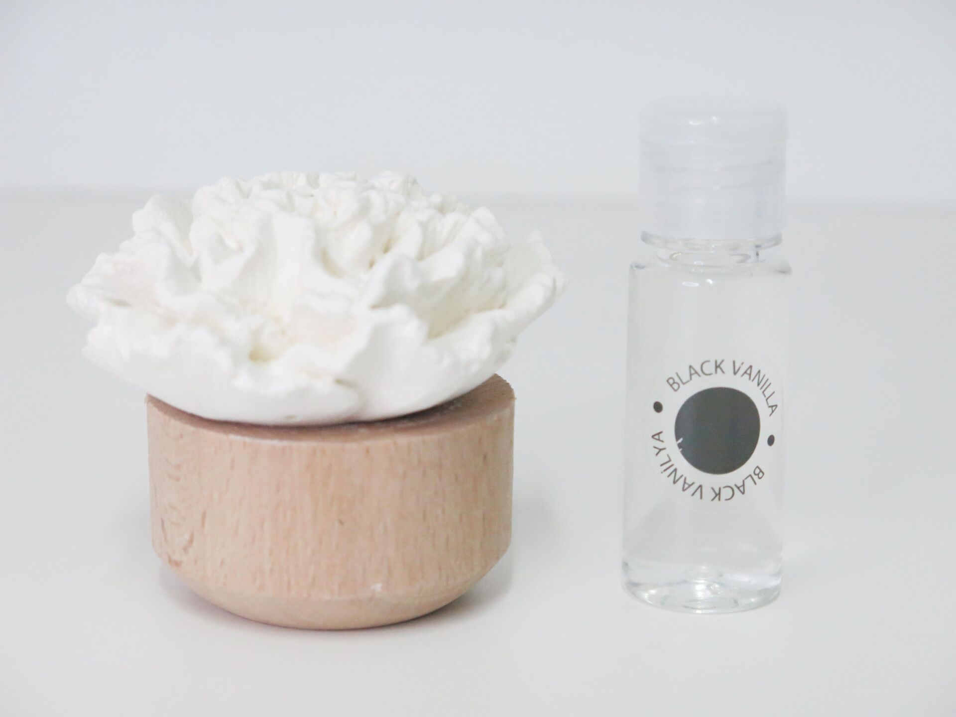 Ahşap Kaideli Balck Vanilya Kokulu Seramik Taş Hediye Seti