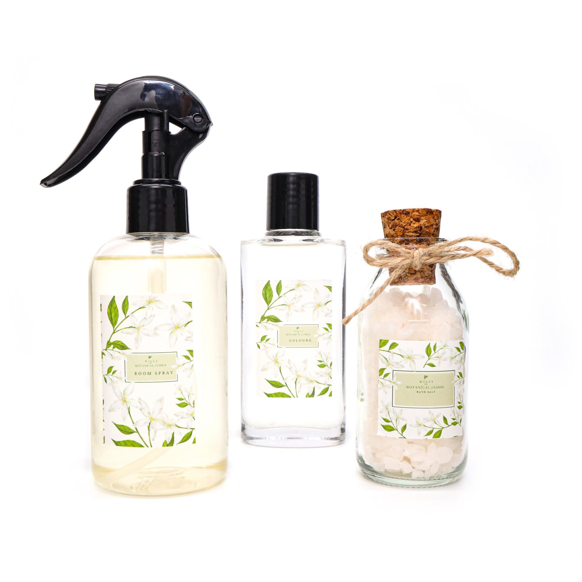Botanical Jasmine Kokulu Banyo Hediye Seti (Oda spreyi, Kolonya,Banyo Tuzu)