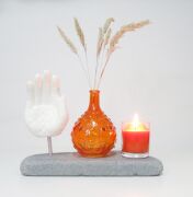 Mystic Buddha Kokulu Buddha Eli Objeli Naturel Antrasit Mermer Kaide