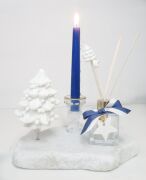 Spice Orange Kokulu Çam Ağacı Objeli Naturel Ekru Mermer Kaide