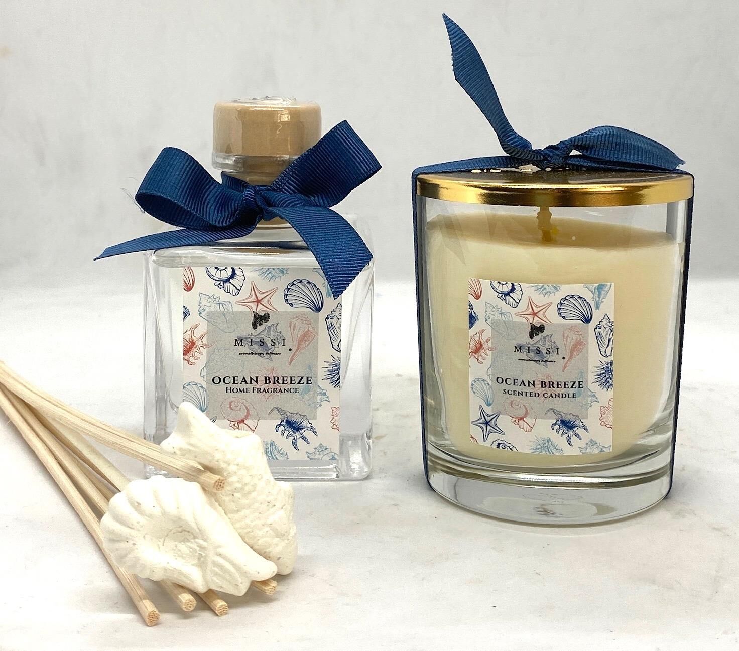 MİSSİ OCEAN BREEZE KARE ŞİŞE ODA KOKUSU VE MUM SETİ