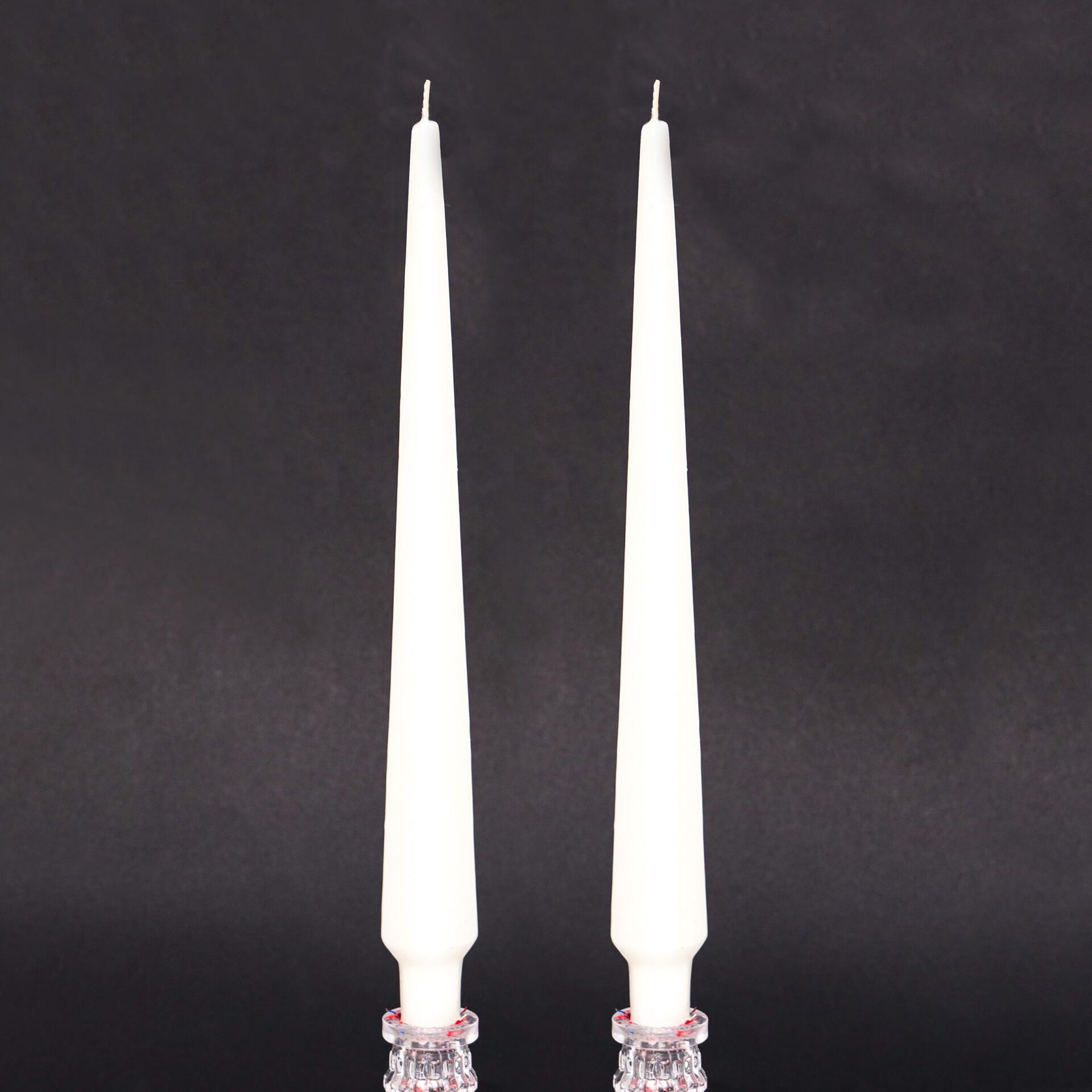 2li Ekru Piramit Şamdan Mum Seti -33 cm