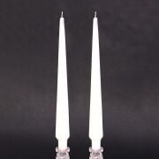 2li Ekru Piramit Şamdan Mum Seti -33 cm