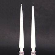 2li Ekru Piramit Şamdan Mum Seti -33 cm