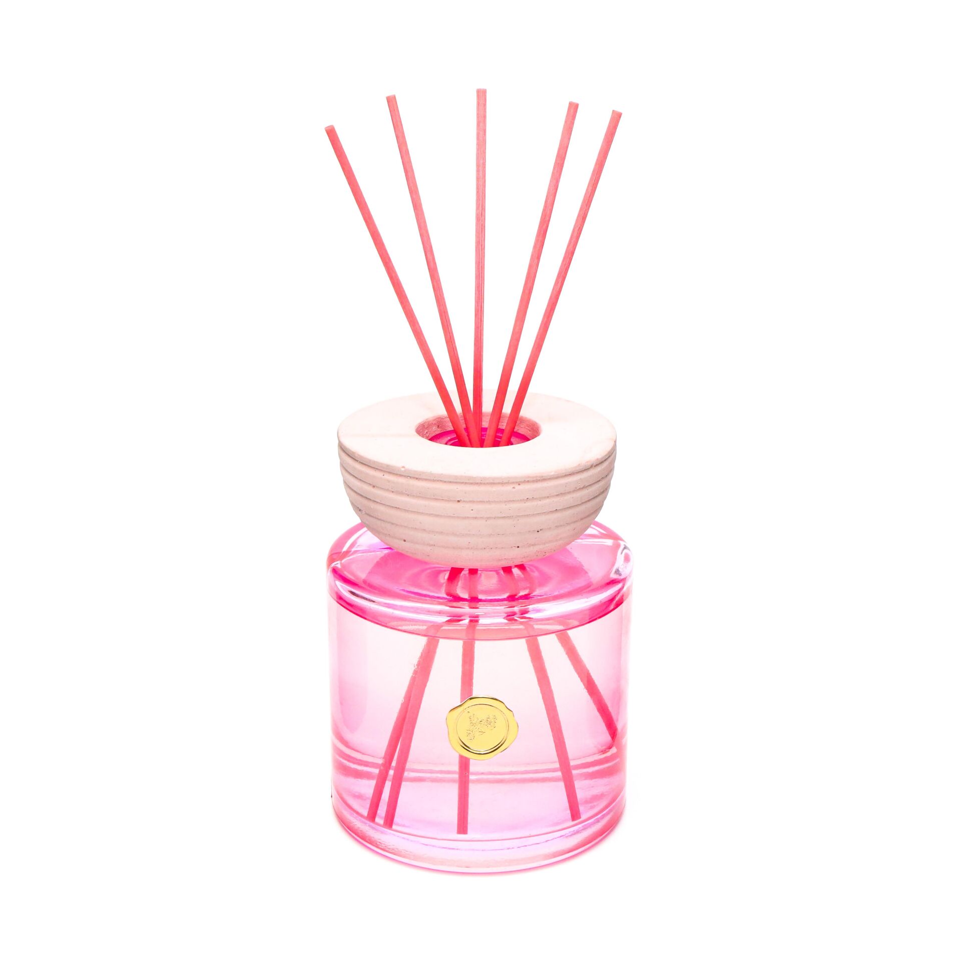 500 ml Pembe Cam Şişe Bambu Çubuklu Iris Pudra Oda Kokusu