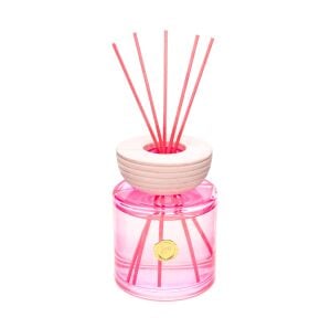 500 ml Pembe Cam Şişe Bambu Çubuklu Iris Pudra Oda Kokusu