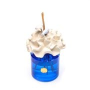 500 ml Mavi Cam Şişe Mercan Seramik Taşlı Bambu Çubuklu Aqua Mediterian Oda Kokusu