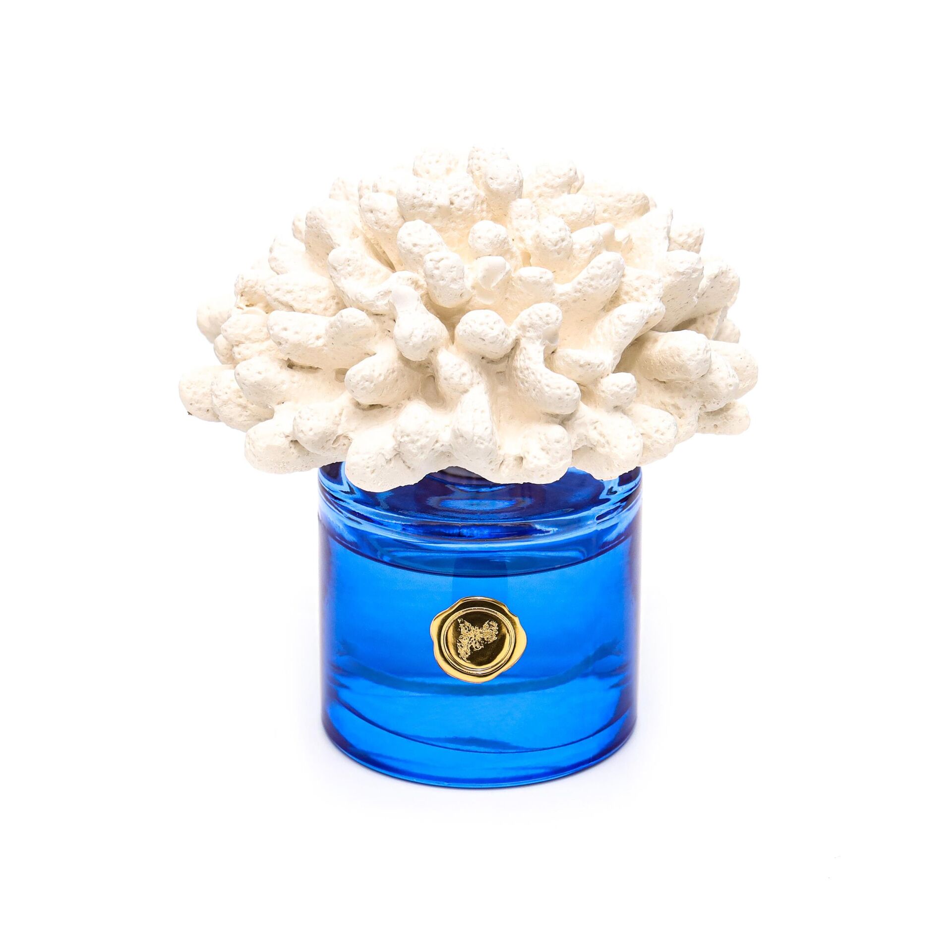 Marin 500 ml Mavi Cam Şişe Mercan Seramik Taşlı Ocean Breeze Oda Kokusu