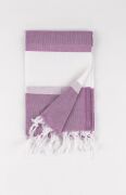 Mor Kalın Çizgili Pamuk Peştemal
