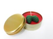 Spice Orange Kokulu Kozalaklı Kırmızı Teneke Vegan Mum