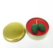 Spice Orange Kokulu Kozalaklı Kırmızı Teneke Vegan Mum