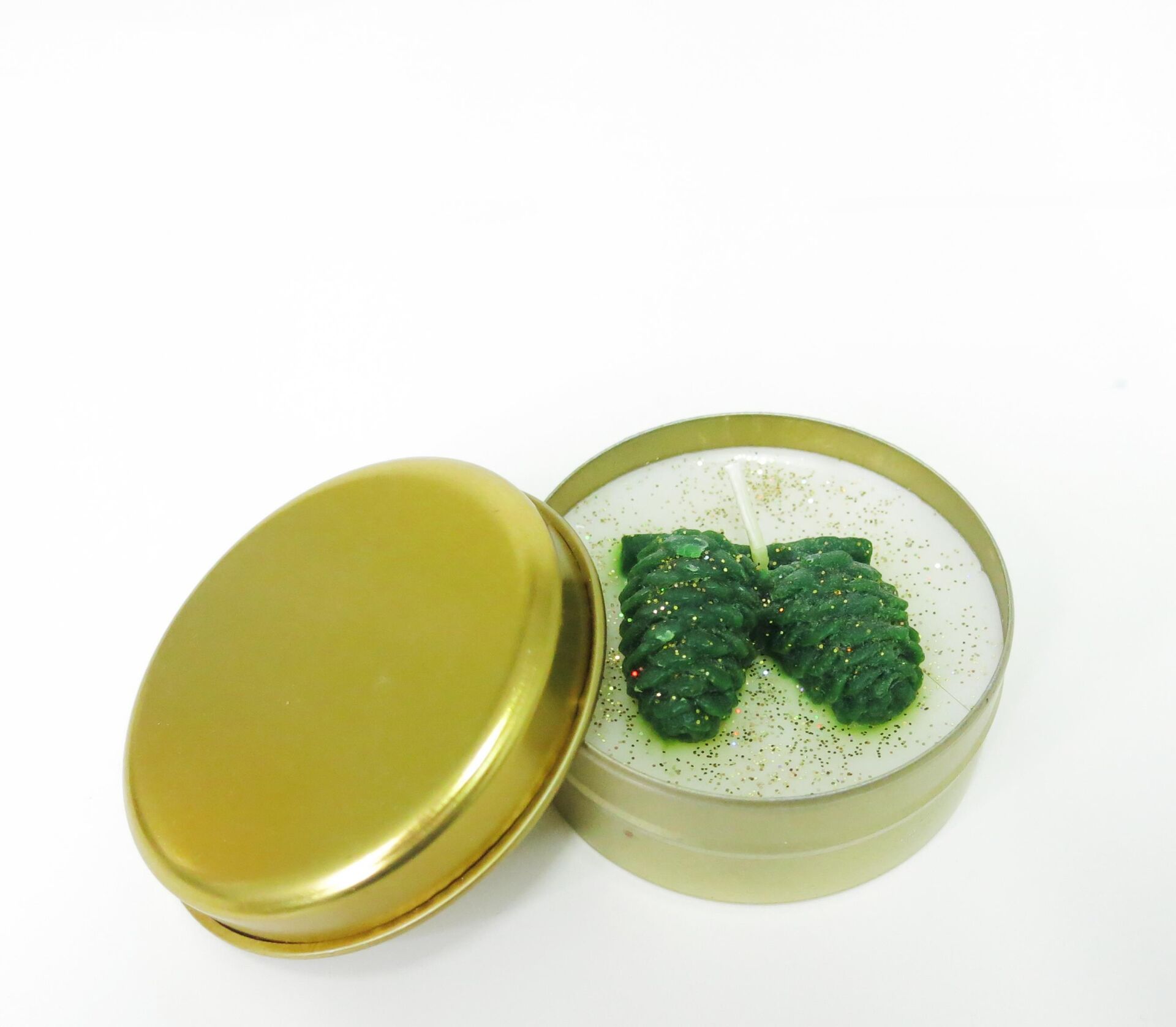 Spice Orange Kokulu Simli Kozalakl Dekorlu Gold Teneke Vegan Mum