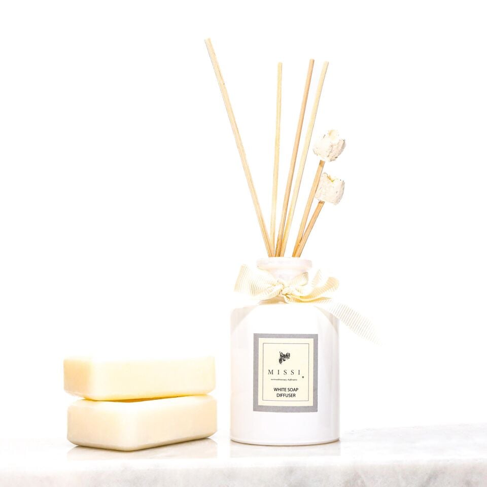 110 ml Ekru Silindir Şişe Beyaz Sabun Oda/Banyo Kokusu
