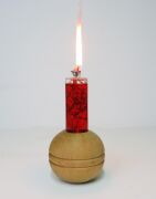 Yuvarlak Masif Ahşap Kırmızı Spice Orange Kokulu Kandil Seti