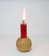 Yuvarlak Masif Ahşap Kırmızı Spice Orange Kokulu Kandil Seti