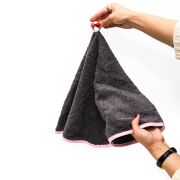 Fuşya Yuvarlak Havlu ve Nakışlı Kurulama Bezi Seti