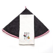 Fuşya Yuvarlak Havlu ve Nakışlı Kurulama Bezi Seti