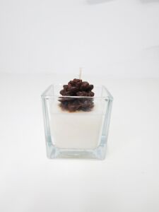 Apple&Cinnamon Kokulu Kare Cam Bardak Kahverengi Kozalak Dekorlu Vegan Mum