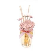 130 ml Pembe Çiçek Seramik Taş Bambu Çubuklu Garden Rose-Pudra Oda Kokusu