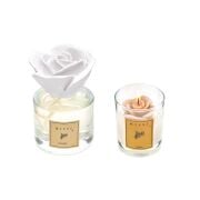 100 ml Gri Gül Seramik Taşlı Black Vanilya Oda Kokusu Ve Vegan Mum Seti