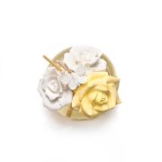 150 ml Boyunlu Cam Şişe Seramik Çiçek Taş Çubuklu Vanilya Sandal Oda Kokusu