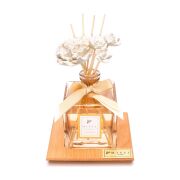 500 ml Masif Ahşap Kaideli Kare Amber Şişe Bambu Çubuklu Dark Wood Oda Kokusu