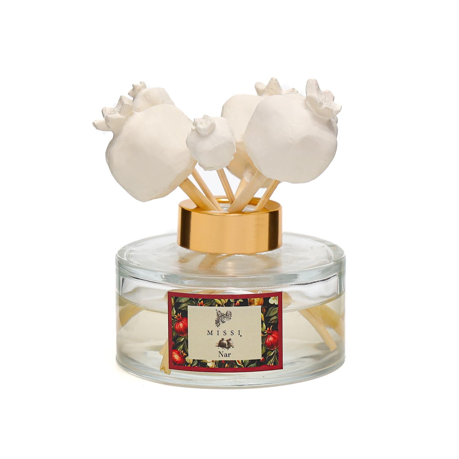 Yılbaşı 150 ml Seramik Taş Bambu Çubuklu Nar Oda Kokusu