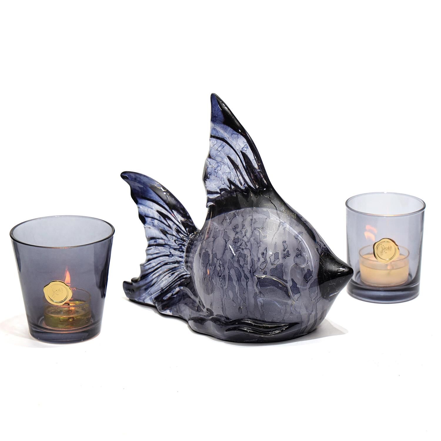 Dekoratif Ocean Art Siyah Balık Heykeli (23 cm)