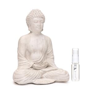 Dekoratif Vanilya Sandal Kokulu Gri Buda Seramik Taş /Heykel (24 cm)