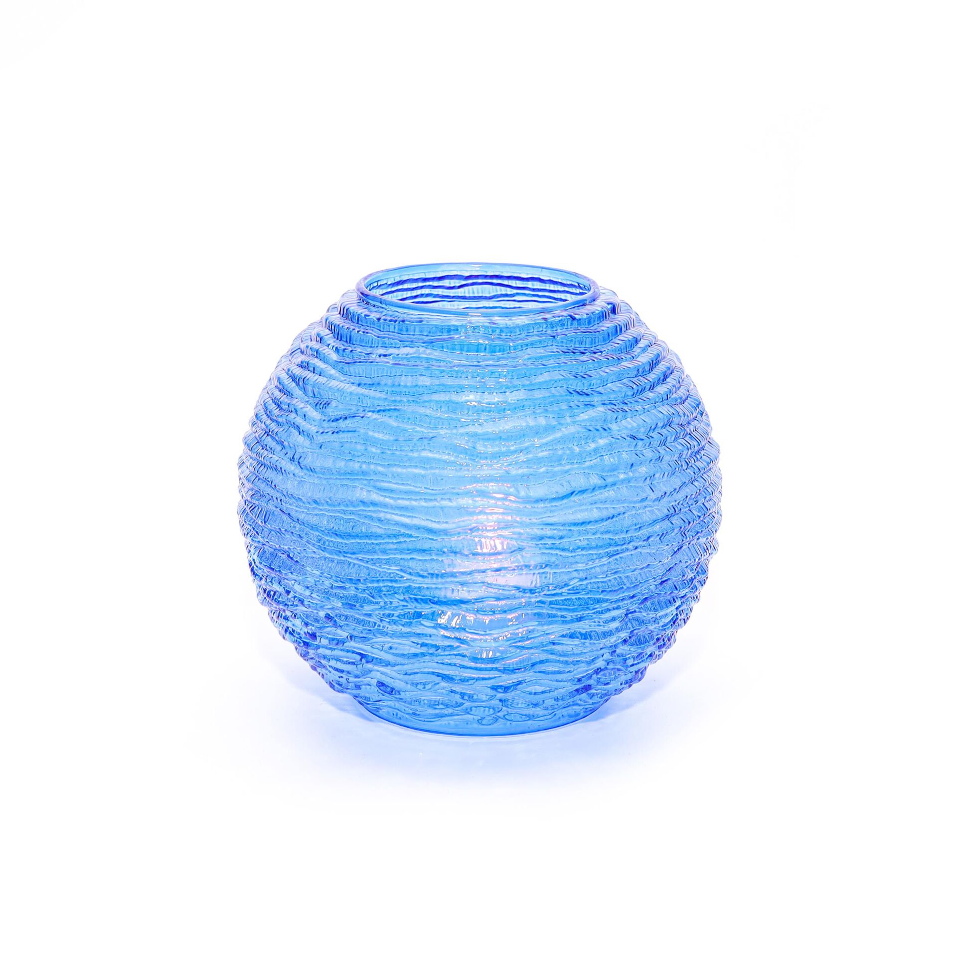 Mavi Elegance Yuvarlak Cam Vazo