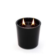 XL Siyah Parlak Cam Ahşap Fitilli Mystic Garden Kokulu Vegan Mum