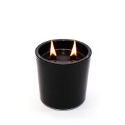 XL Siyah Parlak Cam Ahşap Fitilli Mystic Garden Kokulu Vegan Mum