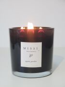 XXL Siyah Parlak Cam Ahşap Fitilli Mystic Garden Kokulu Vegan Mum