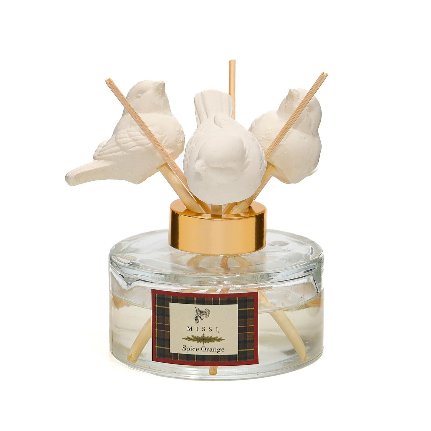 Yılbaşı 150 ml Kuş Seramik Taş Bambu Çubuklu Spice Orange Oda Kokusu