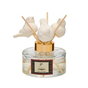 Yılbaşı 150 ml Kuş Seramik Taş Bambu Çubuklu Spice Orange Oda Kokusu