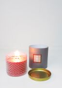 Kristal Bardak Spice Orange Kokulu Çıtırtılı Kırmızı Vegan Mum (Özel Kutulu)