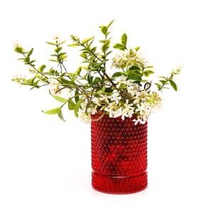 Kırmızı Diamond Cam Vazo/Mumluk (14 cm)